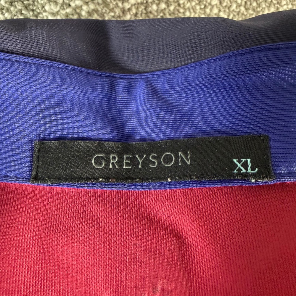 Greyson AOP Skull Print Performance Golf Polo Shirt Men XL Red Navy Athletic Top - Picture 2 of 9
